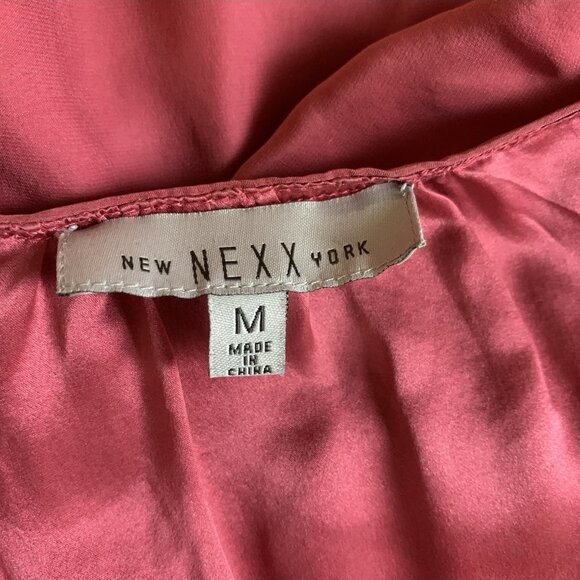 Nexx New York Silk Ruffle Front Romantic Boho Long Sleeve Blouse Rose Pink M - Picture 4 of 5